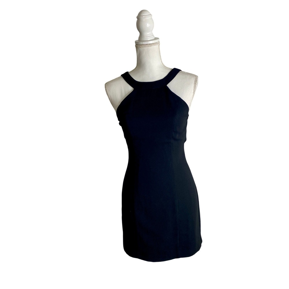 VTG Alchemy NY Black Halter Open Back Mini Dress 4 90s Little Black Dress LBD
